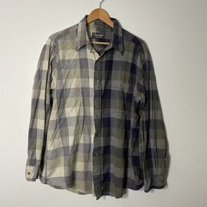 Vtg Thornhill Menswear Half Bleach Dye Plaid Flannel Button up Shirt XL Men's